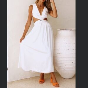 NWOT White Hello Molly Cut Out Satin Dress